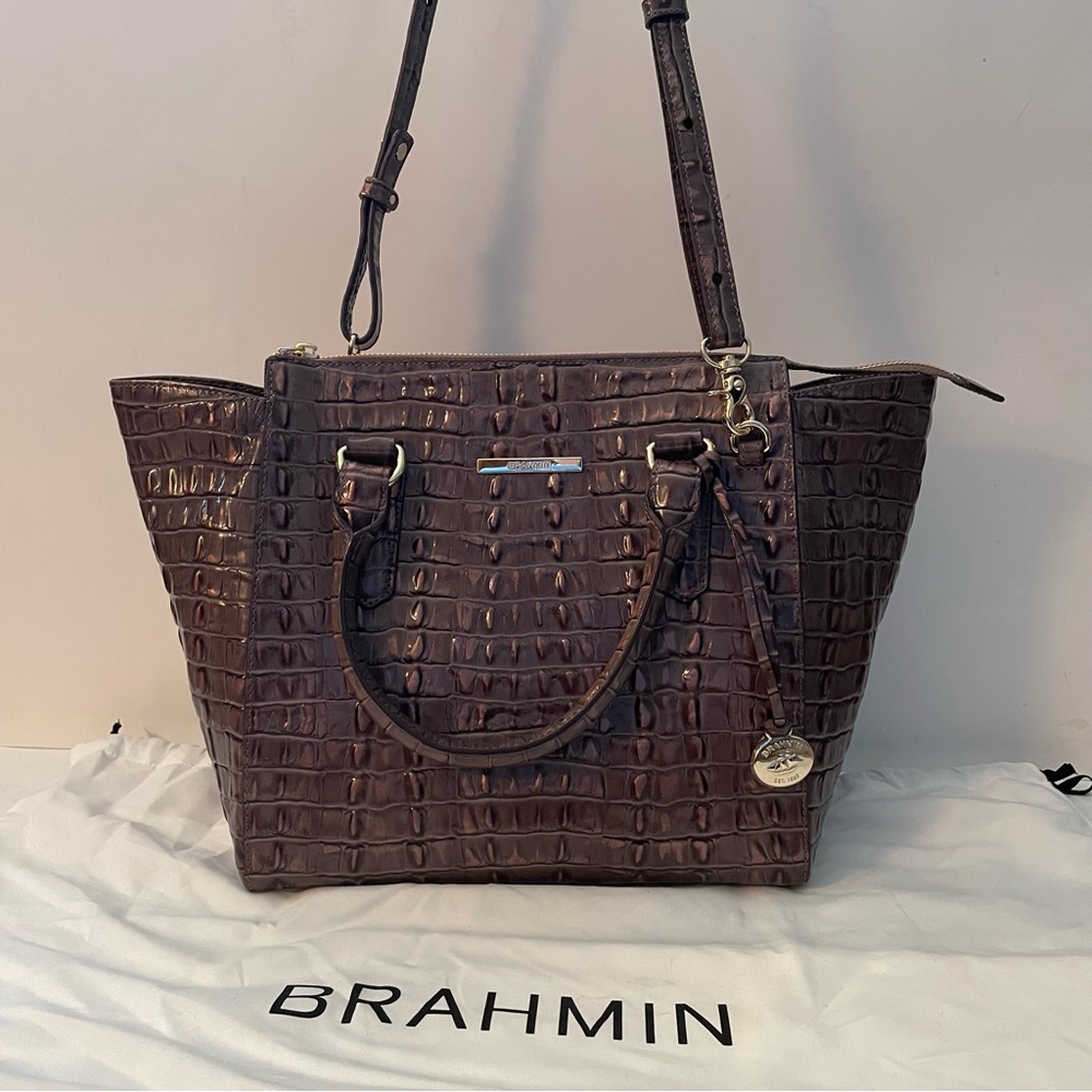 BRAHMIN Aubergine Satchel (matching wallet available in separate listing!)